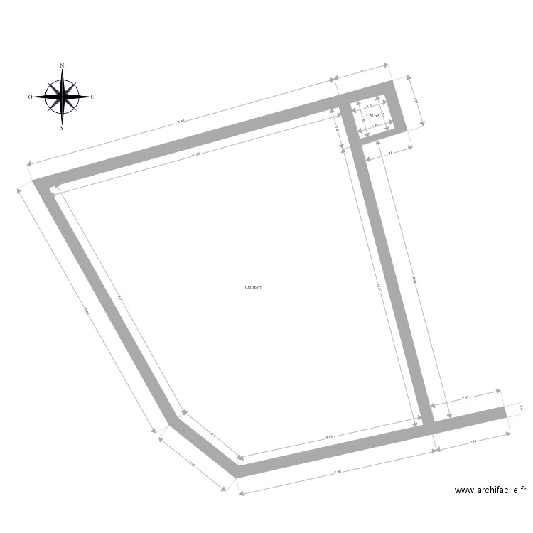 IMMEUBLE ROANNE. Plan de 2 pièces et 110 m2