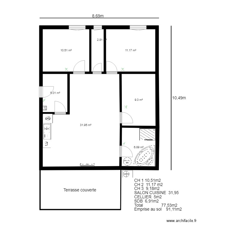 Plan 1 CLO SCHEMA ELECTRIQUE. Plan de 7 pièces et 78 m2