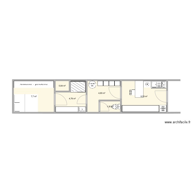 MINI MAISON. Plan de 6 pièces et 28 m2