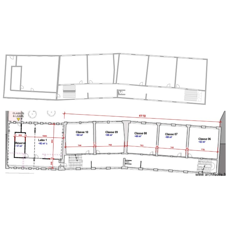 EFT BAT 4  et 5  etage 1. Plan de 4 pièces et 654 m2