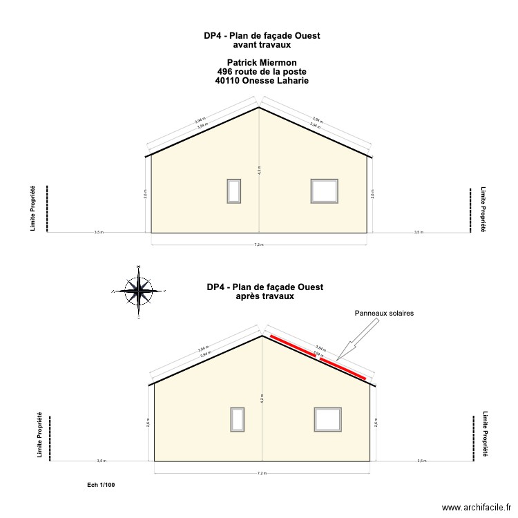 DP4 - Plan de façade Ouest Onesse. Plan de 0 pièce et 0 m2