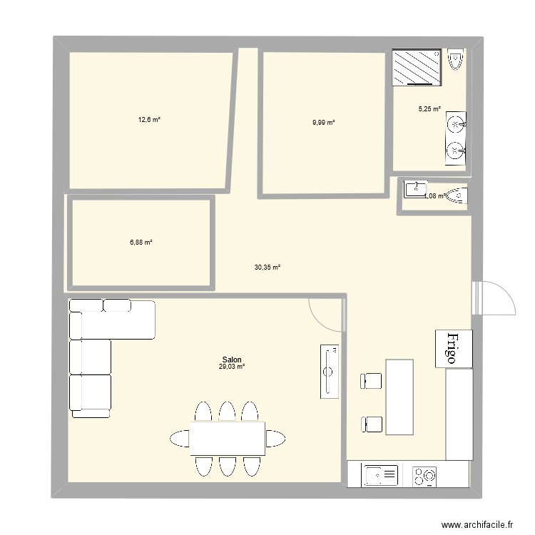 Appartement 100m². Plan de 0 pièce et 0 m2