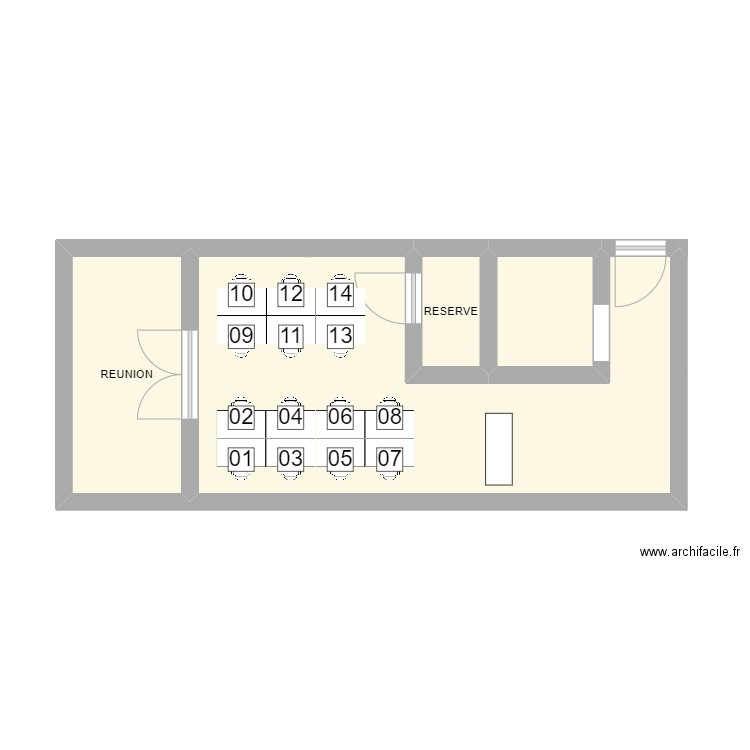 Gembloux. Plan de 4 pièces et 32 m2