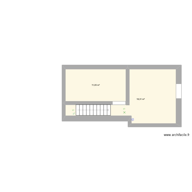 CAVE. Plan de 2 pièces et 29 m2