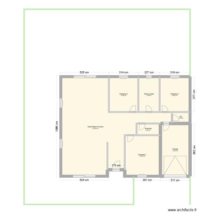 Maison F. Plan de 8 pièces et 131 m2