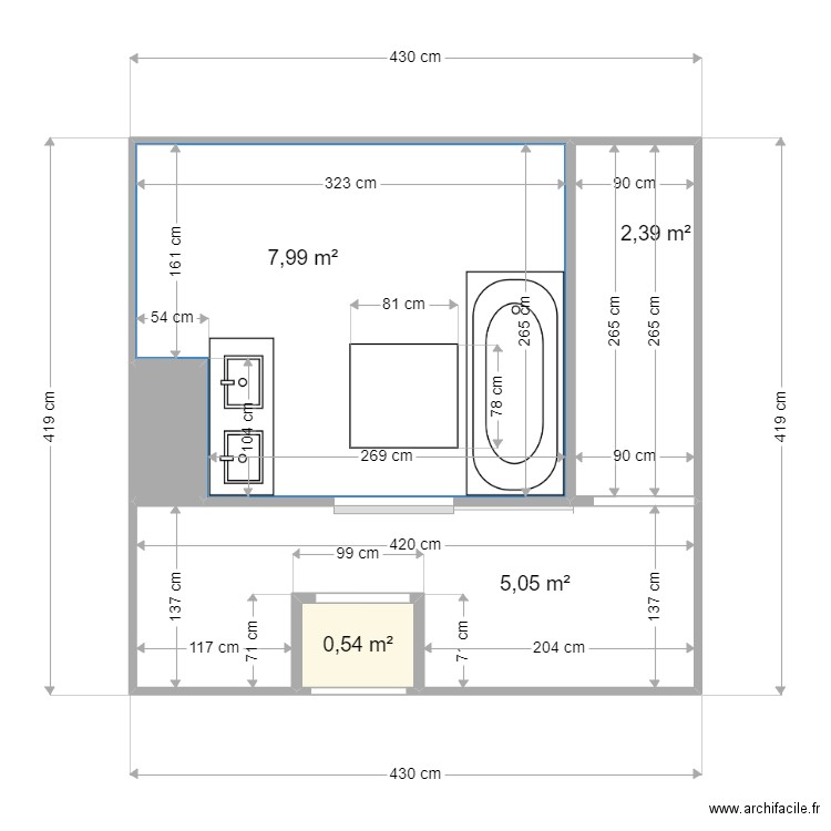 salle de bain sous comble. Plan de 0 pièce et 0 m2