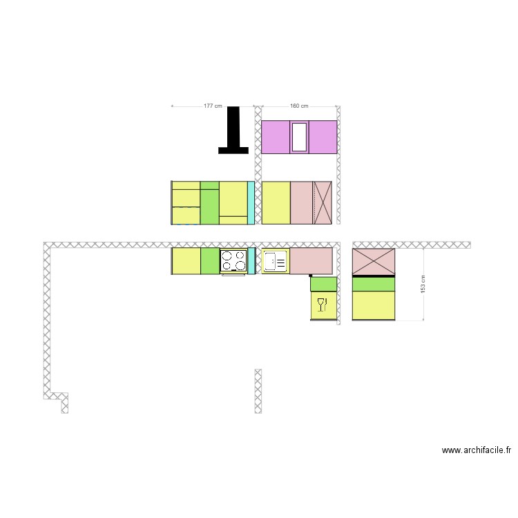 Cuisine Aubigny. Plan de 0 pièce et 0 m2