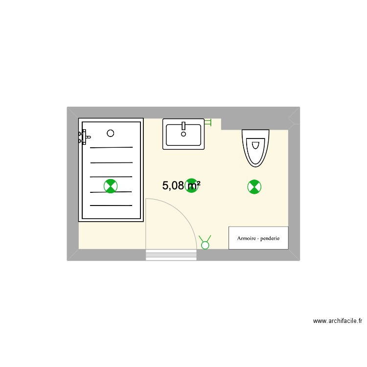 Salle de bain / Chénens. Plan de 1 pièce et 5 m2