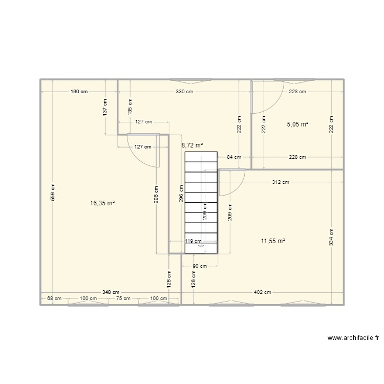 hugo etage. Plan de 4 pièces et 42 m2