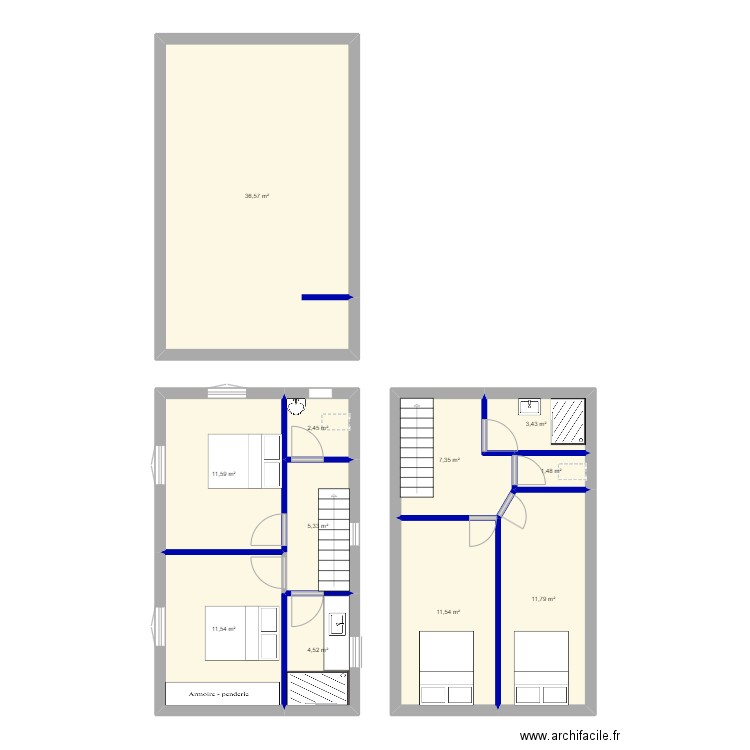 GOURBI. Plan de 11 pièces et 108 m2