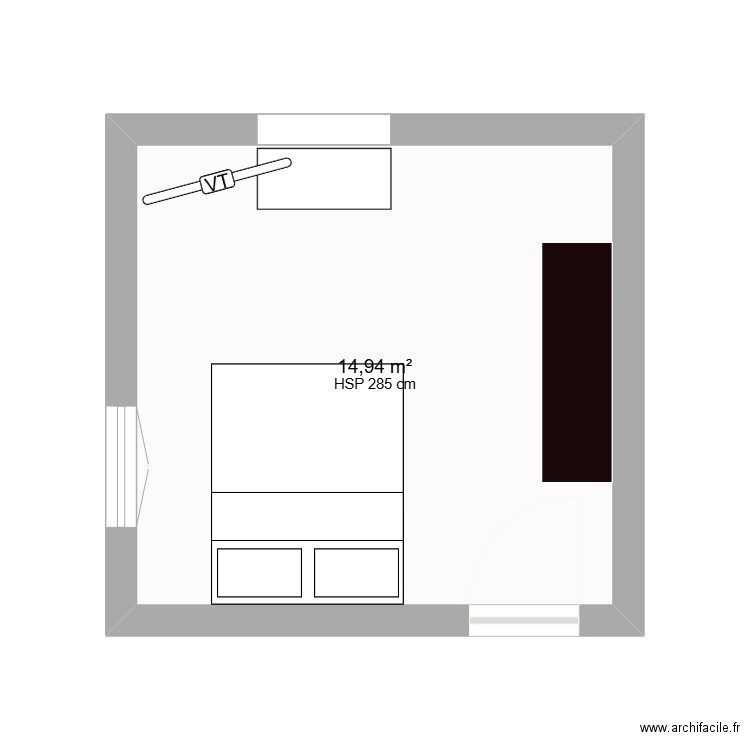 Notre chambre . Plan de 1 pièce et 15 m2