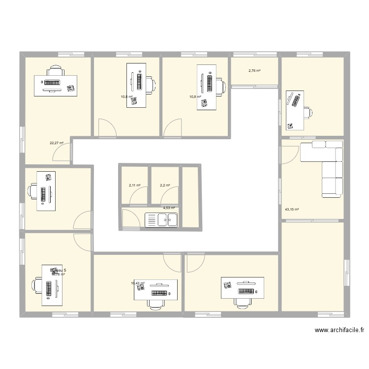 aaa. Plan de 10 pièces et 120 m2