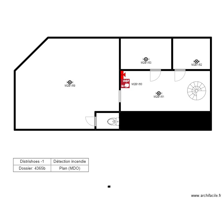 magasin de chuassure. Plan de 6 pièces et 96 m2