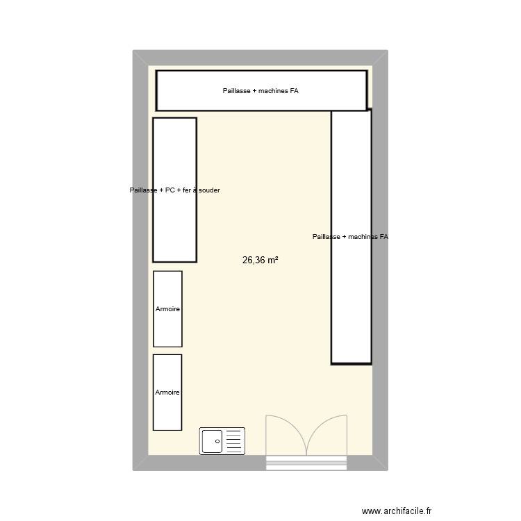 FA CMO. Plan de 1 pièce et 26 m2