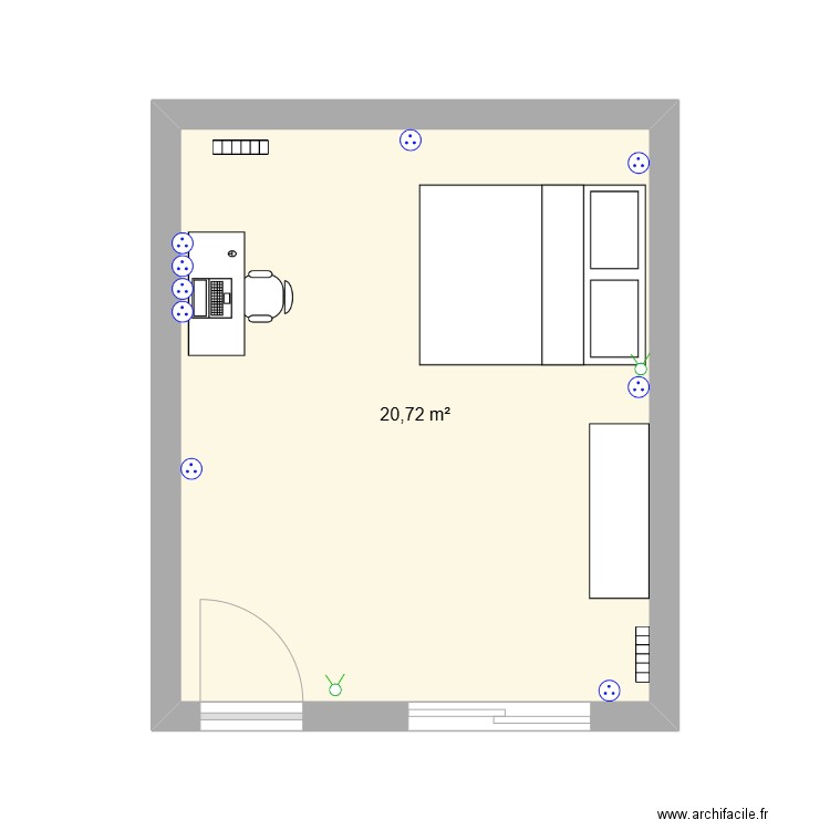 ChambreClem1. Plan de 1 pièce et 21 m2