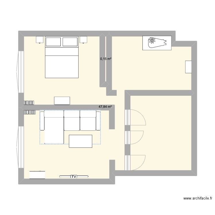 New home 2024. Plan de 2 pièces et 48 m2