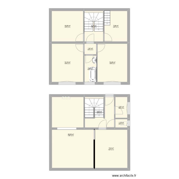 Gourin. Plan de 12 pièces et 110 m2