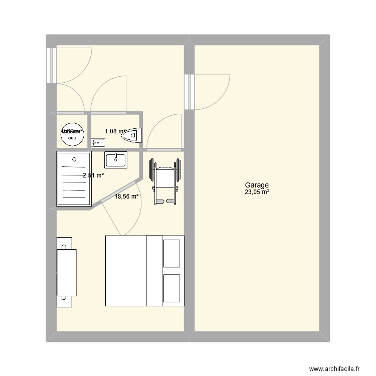 GARAGE 1. Plan de 5 pièces et 46 m2