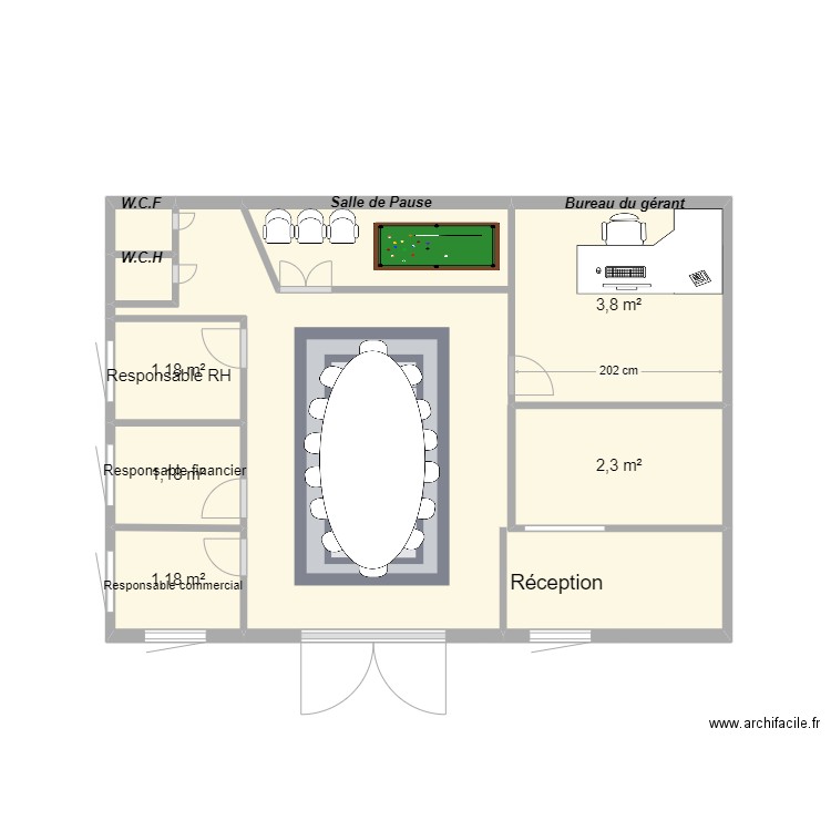 RAED. Plan de 8 pièces et 23 m2