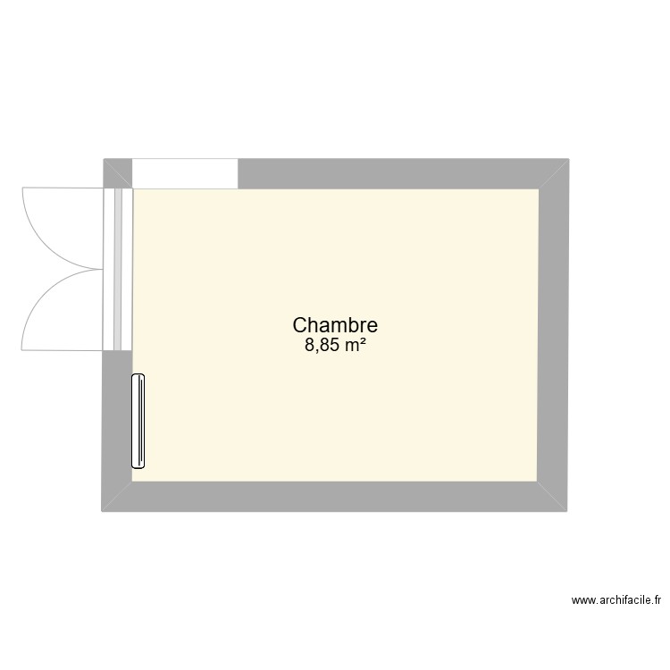 chambre Louise. Plan de 1 pièce et 9 m2