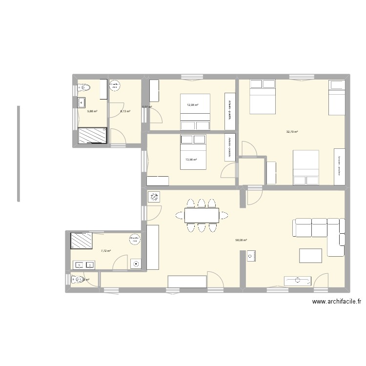 vieille maison pizou avec travaux. Plan de 9 pièces et 138 m2