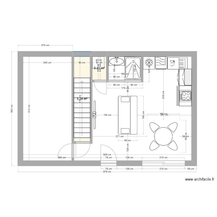 la palmeraie. Plan de 2 pièces et 4 m2