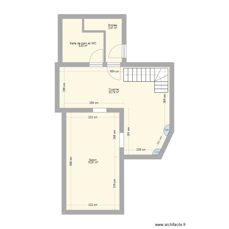 maison . Plan de 4 pièces et 52 m2