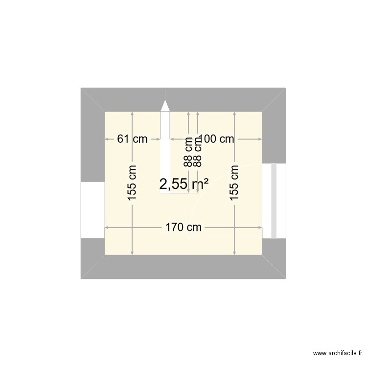 salle de bain. Plan de 1 pièce et 3 m2