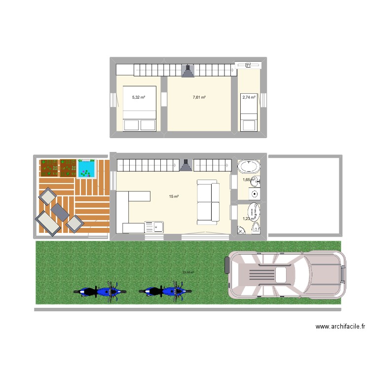 le cled. Plan de 6 pièces et 34 m2