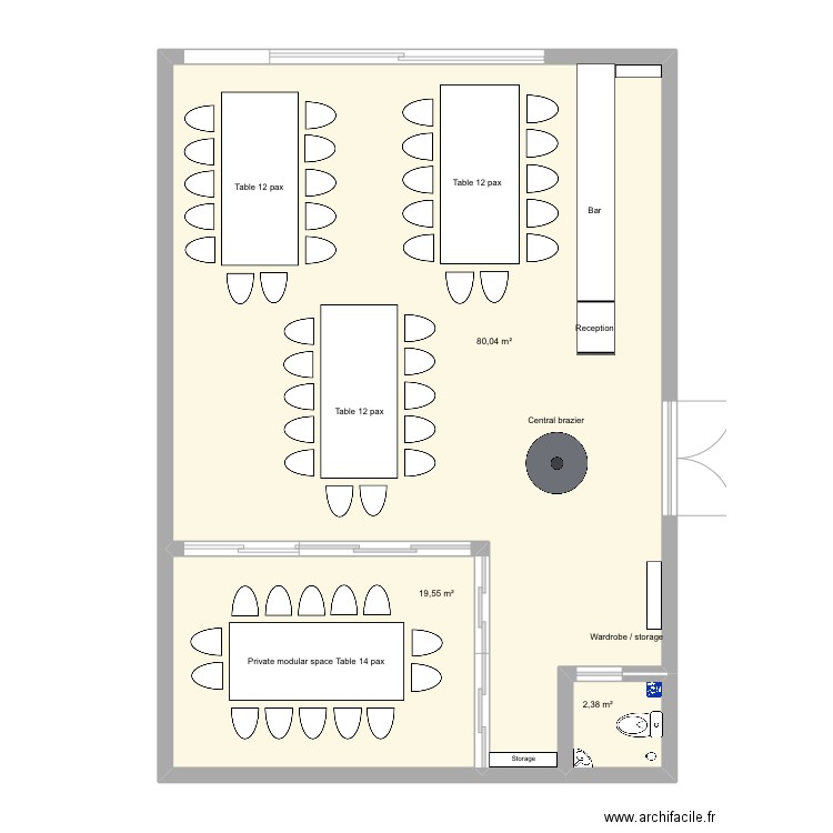 Pop up. Plan de 3 pièces et 102 m2