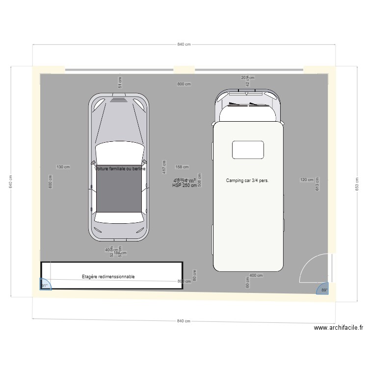 GARAGE SOL. Plan de 1 pièce et 49 m2