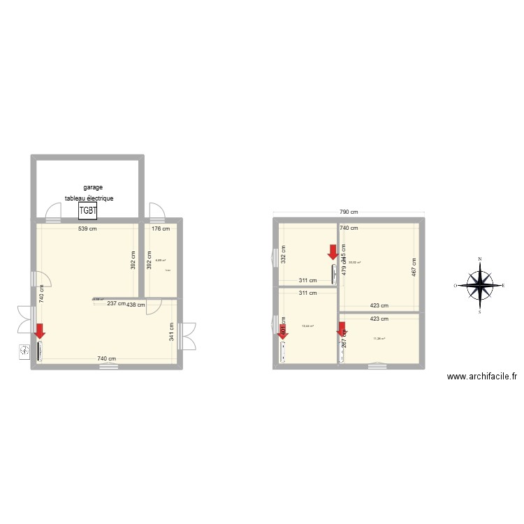 mesnil. Plan de 5 pièces et 107 m2