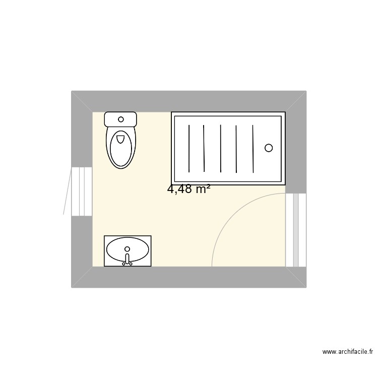 projet salle d'eau. Plan de 1 pièce et 4 m2