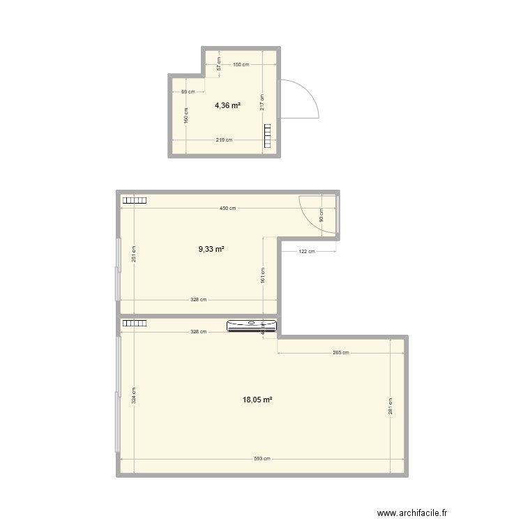 Appartement Marine. Plan de 3 pièces et 32 m2