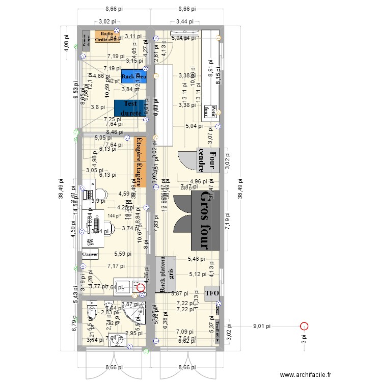 2 conteneurs. Plan de 4 pièces et 52 m2