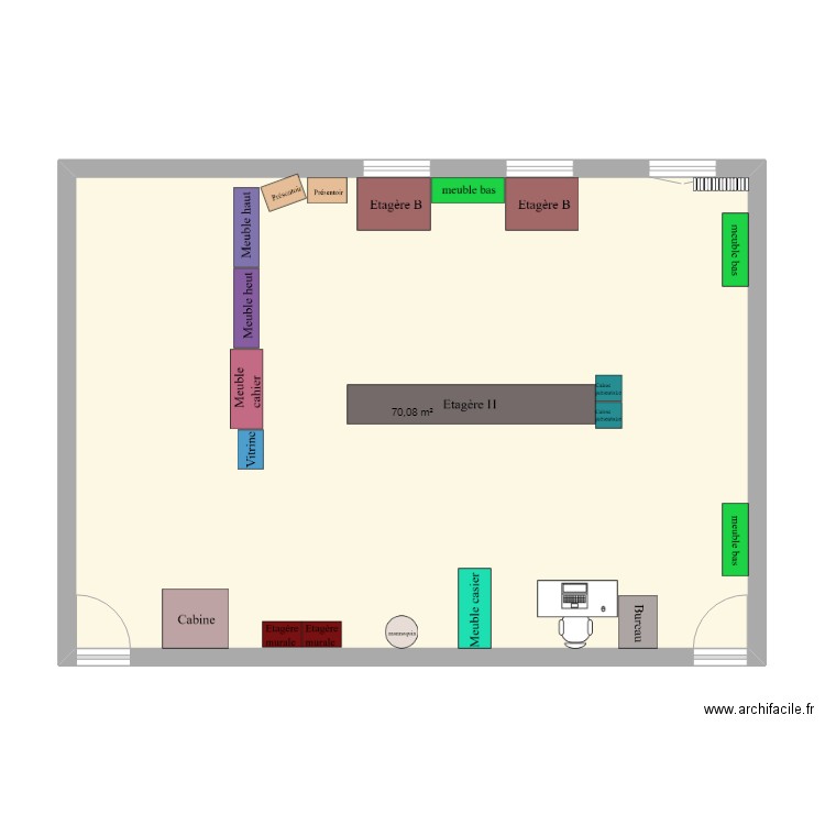 magasin la saulaie. Plan de 1 pièce et 70 m2