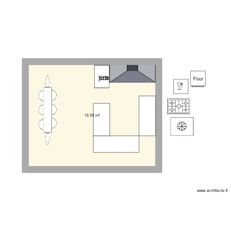 cuisine d'ete. Plan de 1 pièce et 20 m2