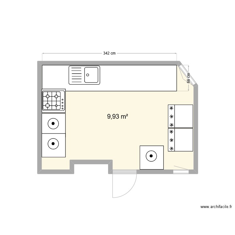 CUISINE. Plan de 1 pièce et 10 m2