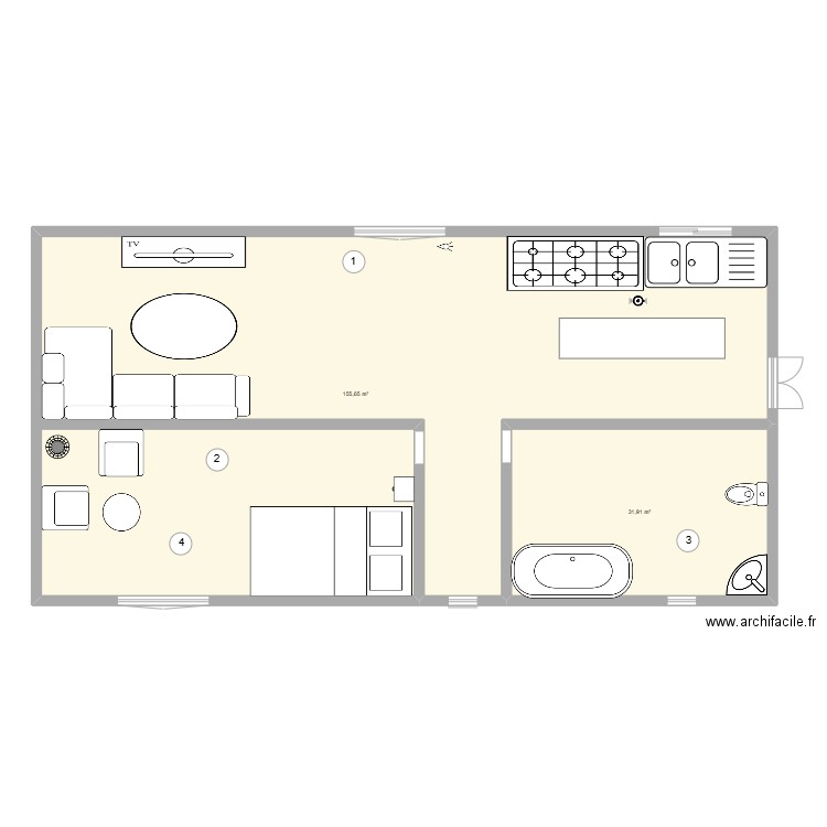 smart home. Plan de 2 pièces et 188 m2