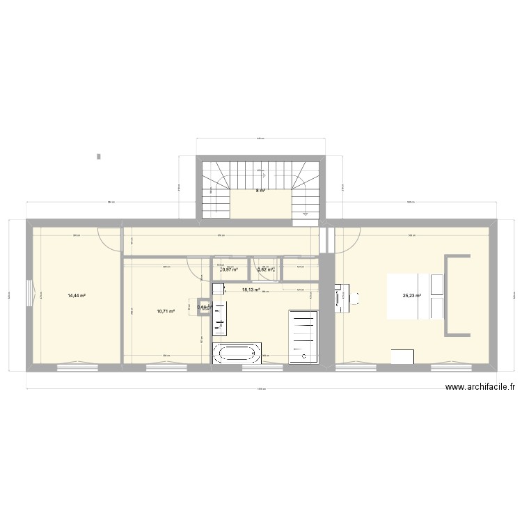 Corbeyre projet étage 1. Plan de 8 pièces et 78 m2