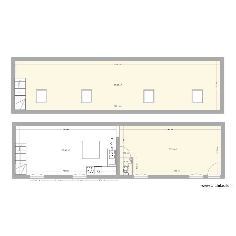 rdc 2. Plan de 4 pièces et 115 m2