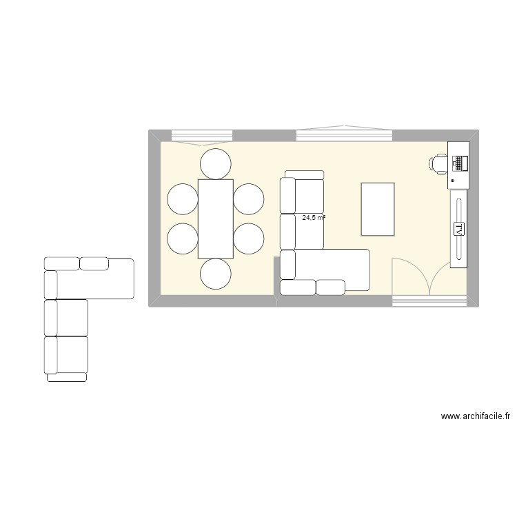 test 2 salon. Plan de 1 pièce et 24 m2