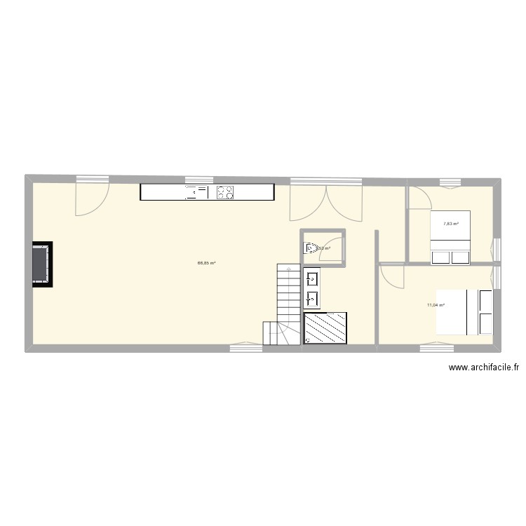 plan grange petit munet. Plan de 4 pièces et 87 m2