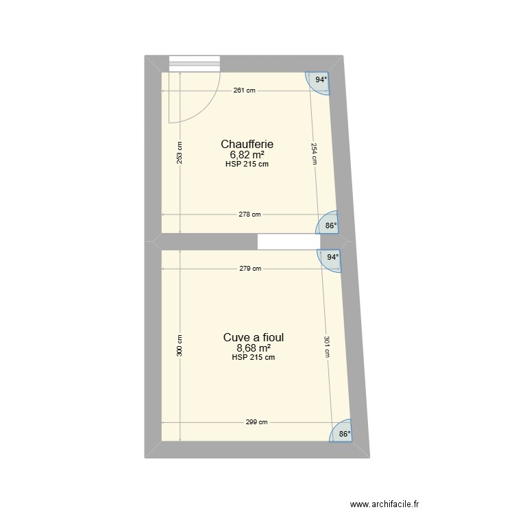 plan chaufferie USTA. Plan de 2 pièces et 16 m2