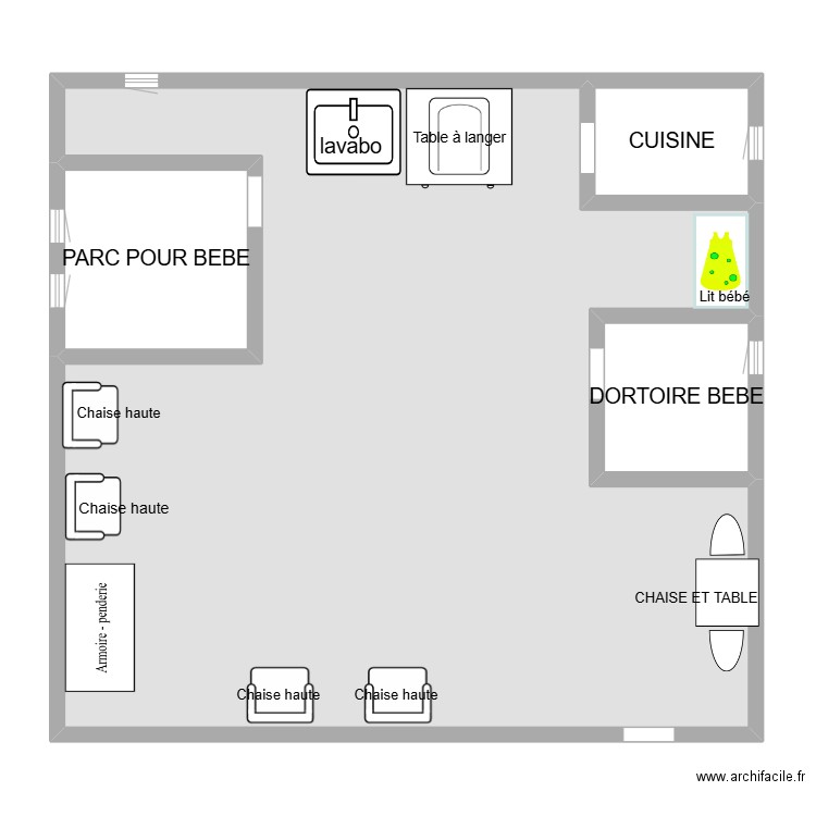 creche . Plan de 4 pièces et 130 m2