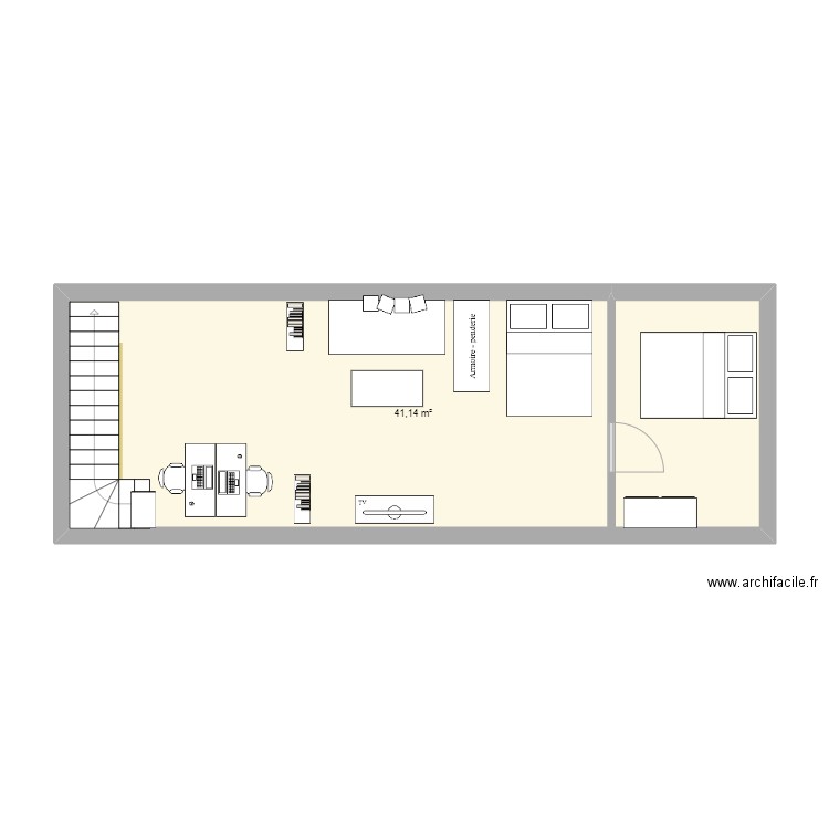 Etage. Plan de 1 pièce et 41 m2