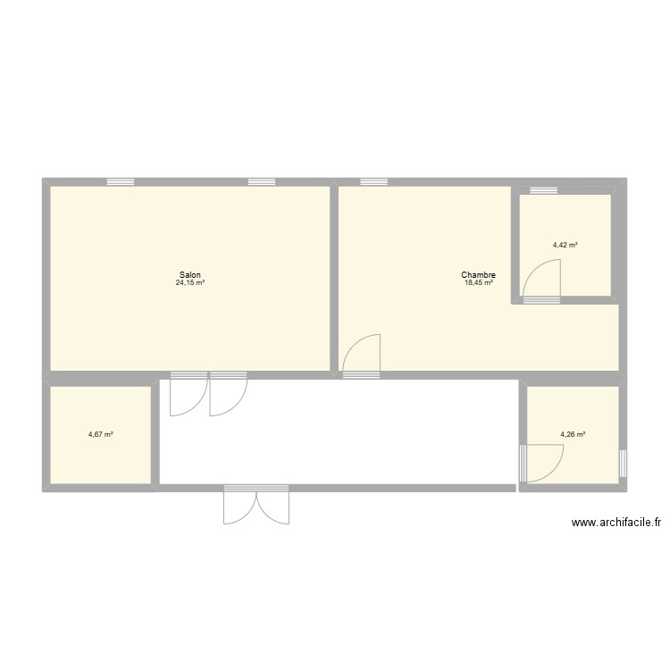 GHZ. Plan de 5 pièces et 62 m2