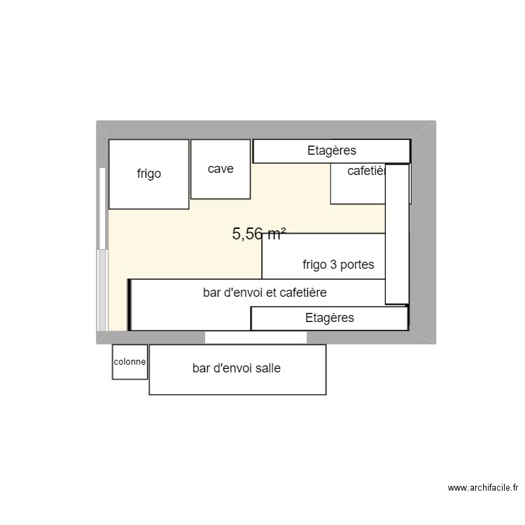 office lili. Plan de 1 pièce et 6 m2