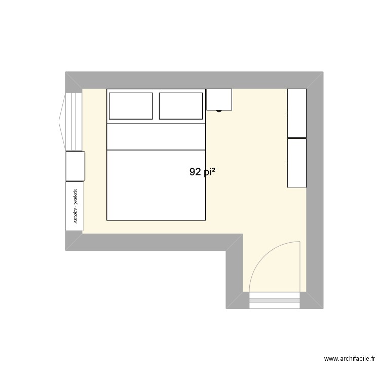 Chambre. Plan de 1 pièce et 9 m2