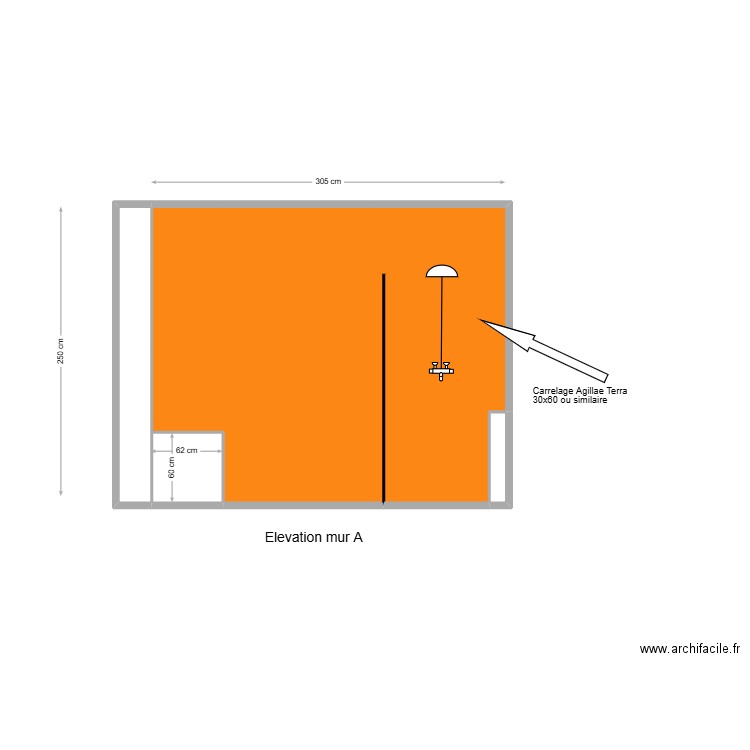 Elevation mur A. Plan de 4 pièces et 8 m2